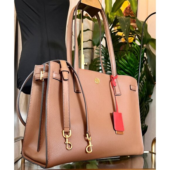 Tory Burch Brown Leather Large Walker Tote with Detachable Strap - Picture 13 of 13